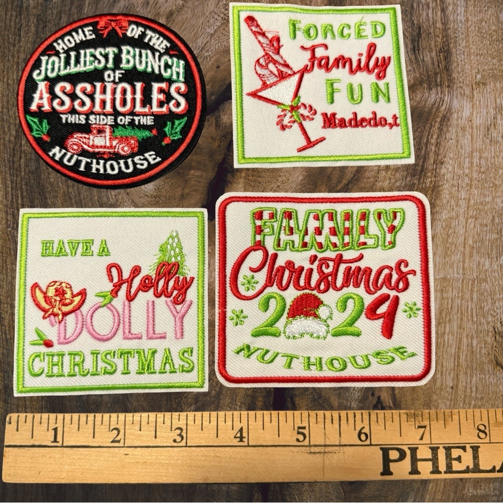Christmas Nuthouse Funny Iron On Patches‎ Lot Holiday Novelty Decor